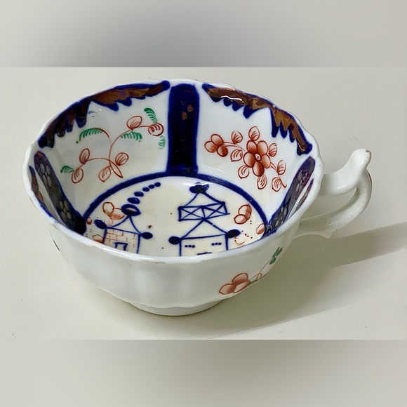 19th Century Antique Gaudy Welsh Village Pattern Hand Painted Luster Teacup Rare - Picture 5 of 16